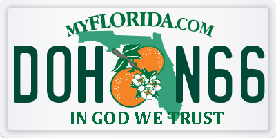 FL license plate DOHN66