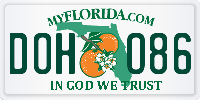 FL license plate DOHO86