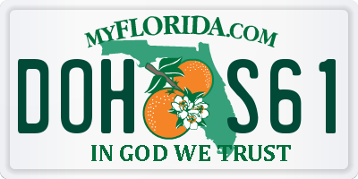 FL license plate DOHS61