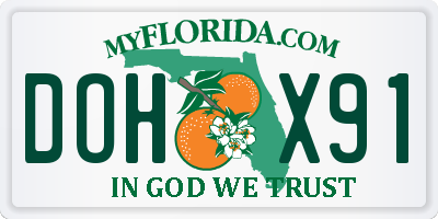 FL license plate DOHX91