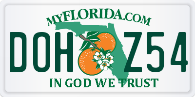 FL license plate DOHZ54