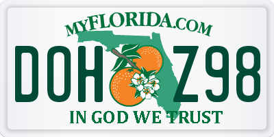 FL license plate DOHZ98