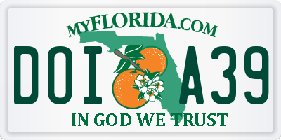 FL license plate DOIA39