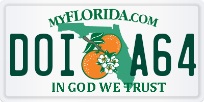 FL license plate DOIA64