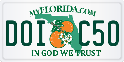 FL license plate DOIC50