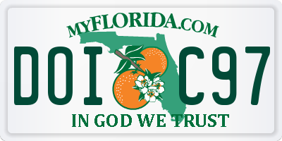 FL license plate DOIC97