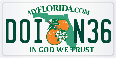 FL license plate DOIN36