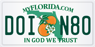 FL license plate DOIN80