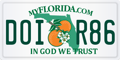 FL license plate DOIR86
