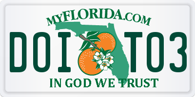 FL license plate DOIT03