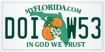 FL license plate DOIW53