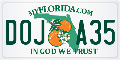 FL license plate DOJA35