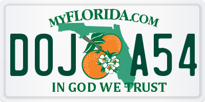 FL license plate DOJA54