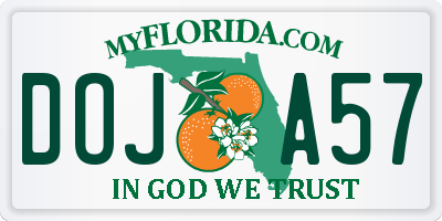 FL license plate DOJA57