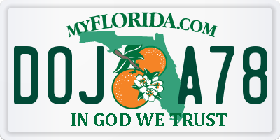 FL license plate DOJA78