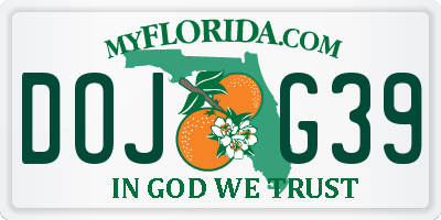 FL license plate DOJG39