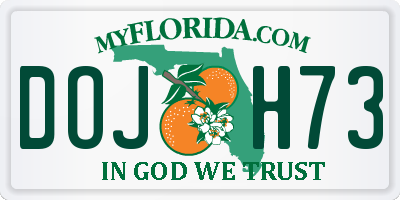 FL license plate DOJH73