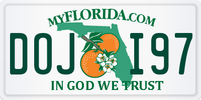 FL license plate DOJI97