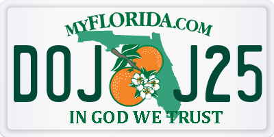 FL license plate DOJJ25