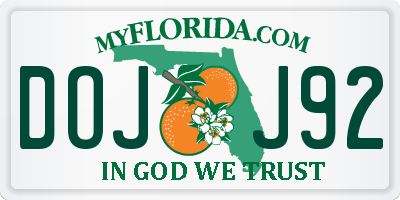 FL license plate DOJJ92