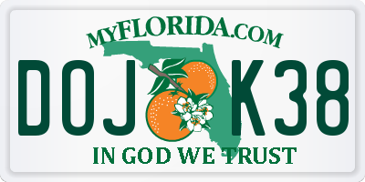 FL license plate DOJK38