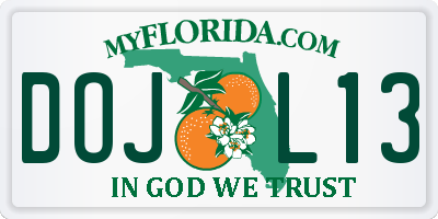 FL license plate DOJL13