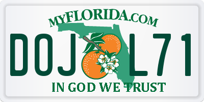 FL license plate DOJL71