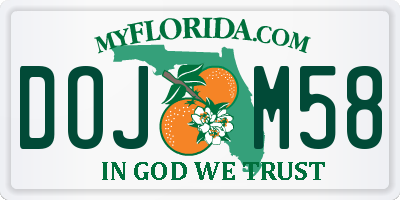 FL license plate DOJM58