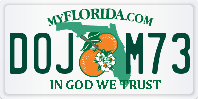 FL license plate DOJM73