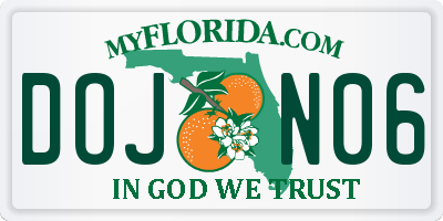FL license plate DOJN06