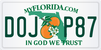 FL license plate DOJP87