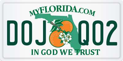 FL license plate DOJQ02