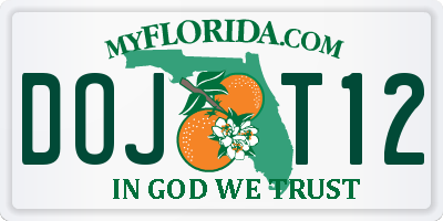FL license plate DOJT12