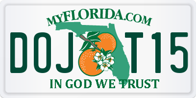 FL license plate DOJT15