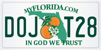 FL license plate DOJT28