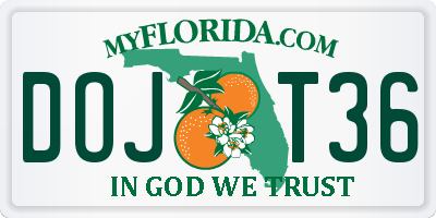 FL license plate DOJT36