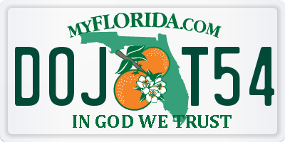 FL license plate DOJT54
