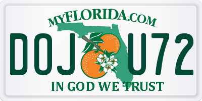FL license plate DOJU72