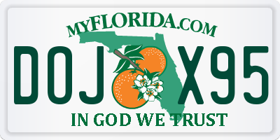 FL license plate DOJX95