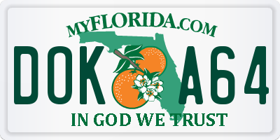 FL license plate DOKA64