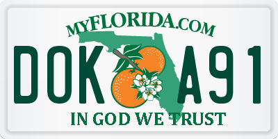 FL license plate DOKA91