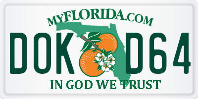 FL license plate DOKD64