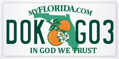 FL license plate DOKG03