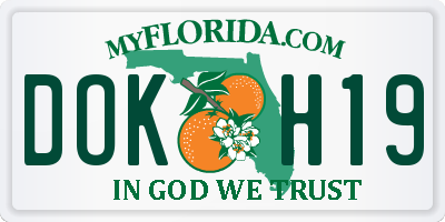 FL license plate DOKH19