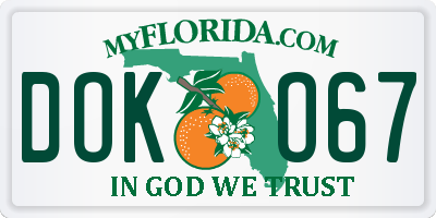 FL license plate DOKO67