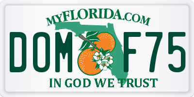 FL license plate DOMF75