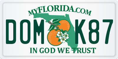 FL license plate DOMK87
