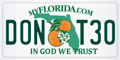 FL license plate DONT30