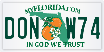 FL license plate DONW74