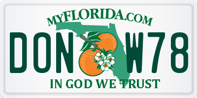 FL license plate DONW78